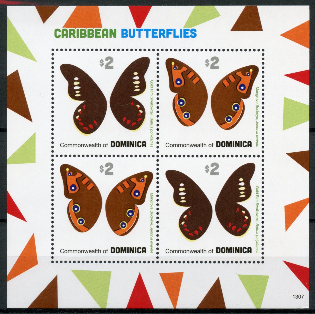 Dominica Commonwealth 2013 MNH Caribbean Butterflies I 4v M/S Insects Buckeye