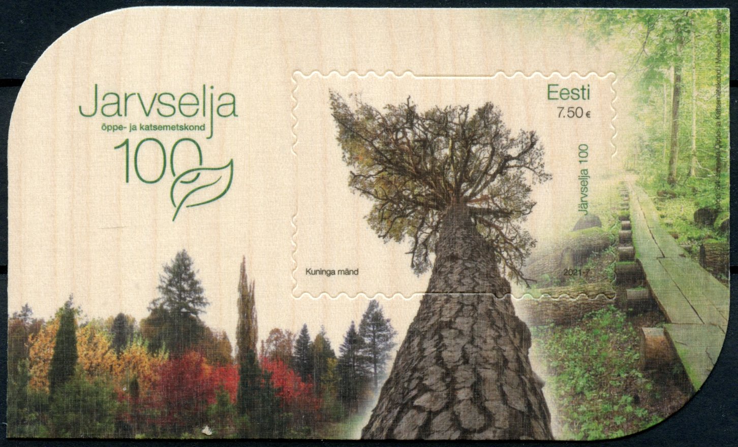 Estonia 2021 MNH Trees Stamps Jarvselja Nature Reserve 100th Anniv 1v Wooden M/S