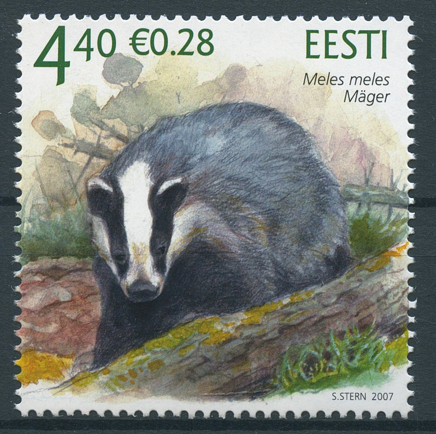 Estonia Fauna Stamps 2007 MNH Badger Badgers Wild Animals Fauna 1v Set