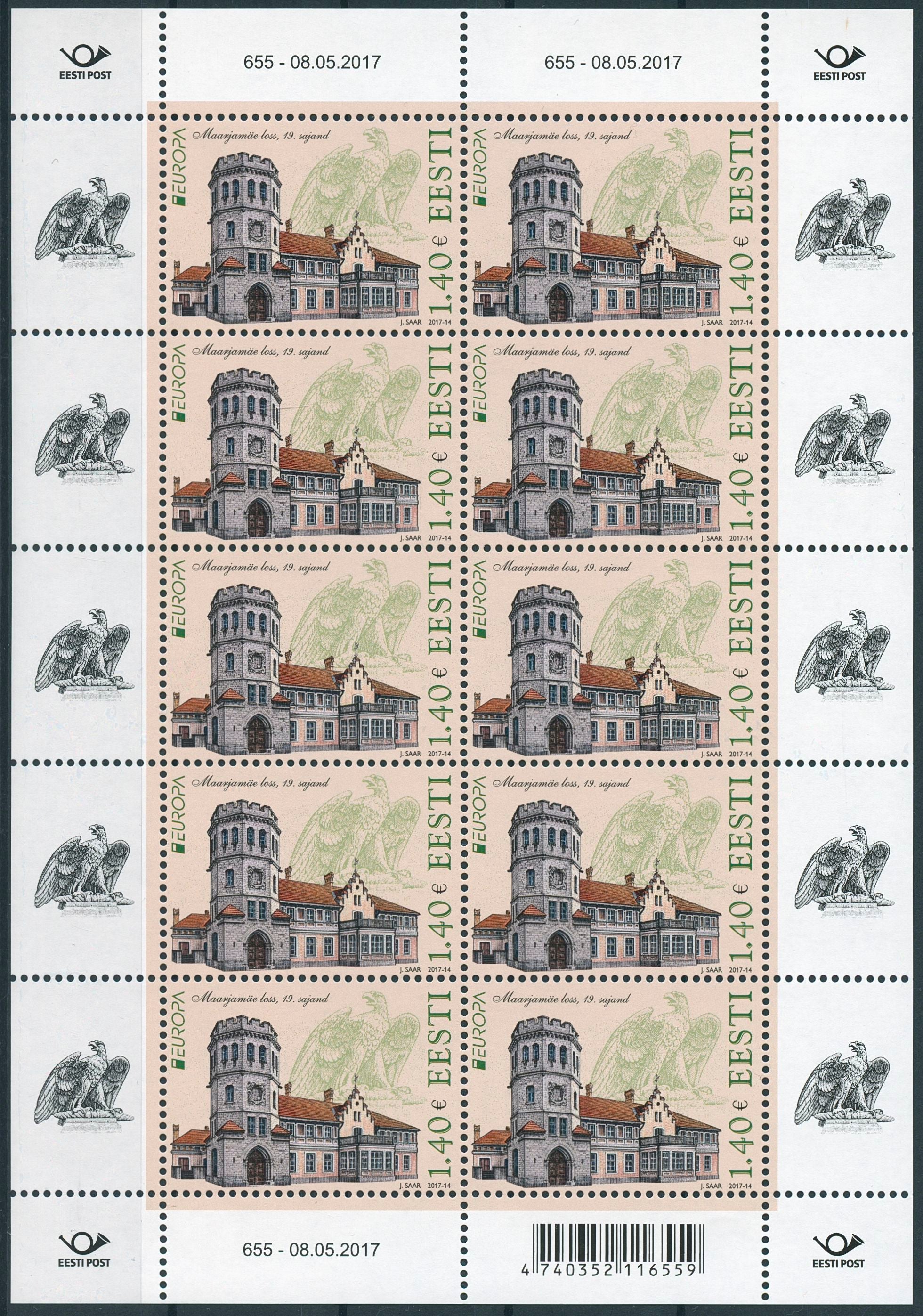 Estonia 2017 MNH Castles Europa Maarjamae Castle 10v M/S Architecture Stamps