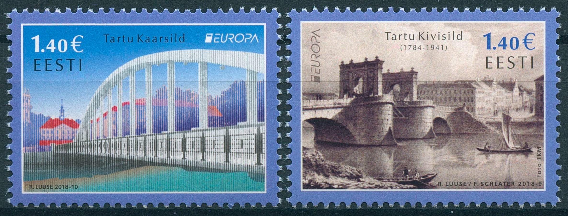 Estonia 2018 MNH Bridges Europa Tartu Bridge 2v Set Architecture Stamps