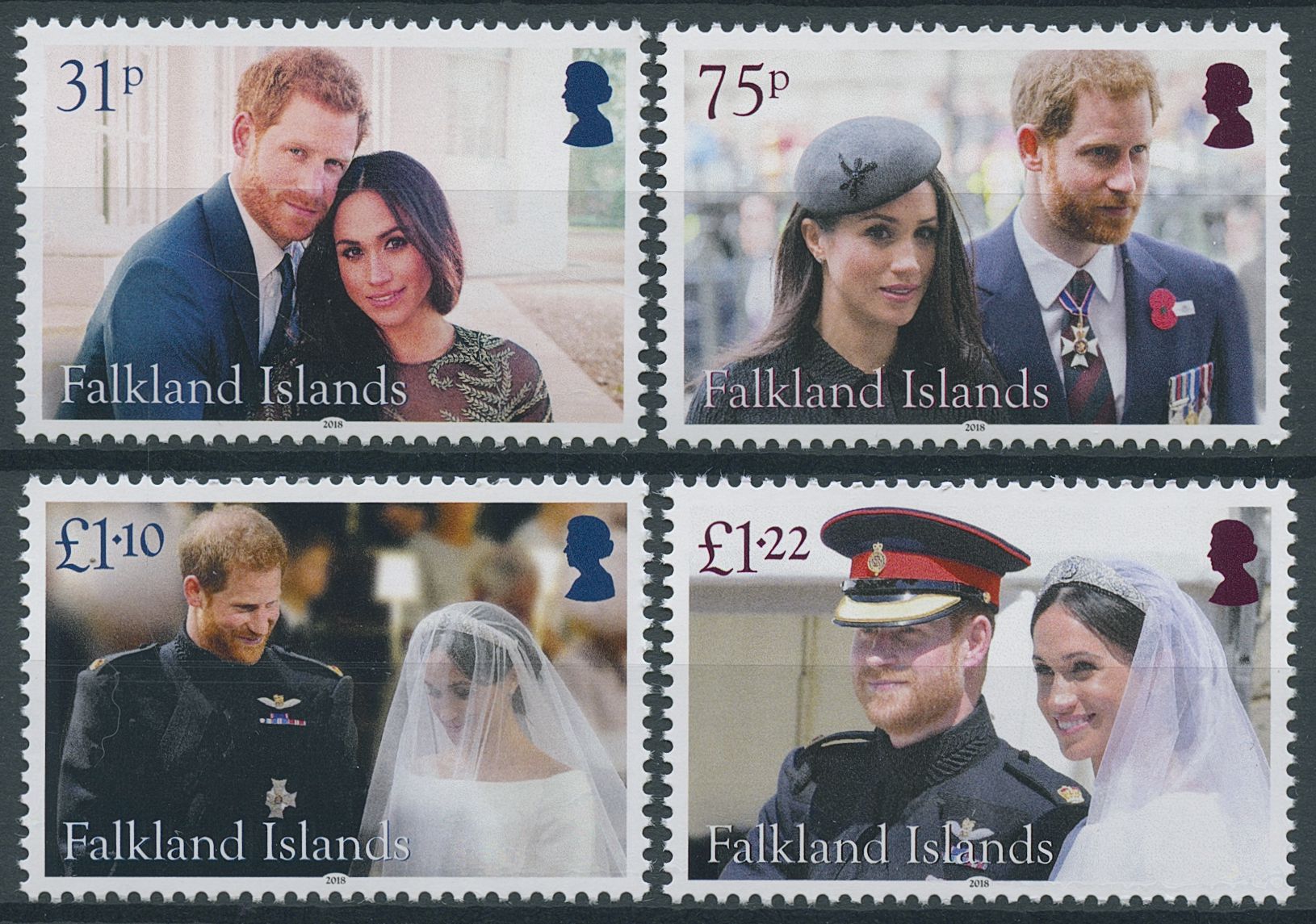 Falkland Islands 2018 MNH Royalty Stamps Prince Harry & Meghan Royal Wedding 4v Set