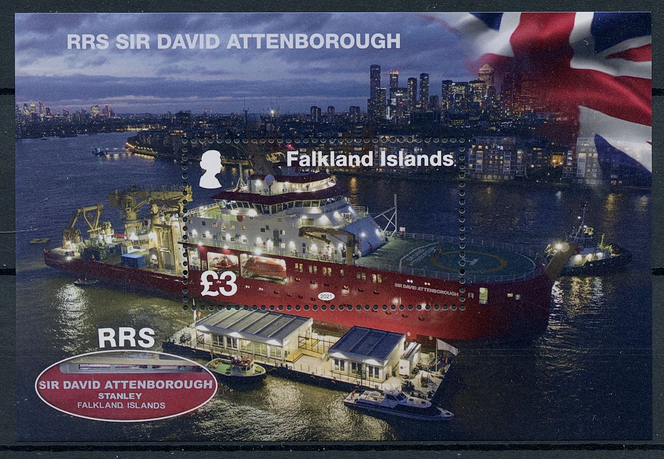 Falkland Islands 2021 MNH Ships Stamps RSS Sir David Attenborough First Call 1v M/S