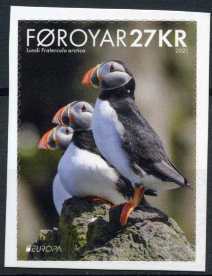Faroes Faroe Islands Europa Stamps 2021 MNH Endangered Natl Wildlife Puffins Birds 27Kr 1v S/A