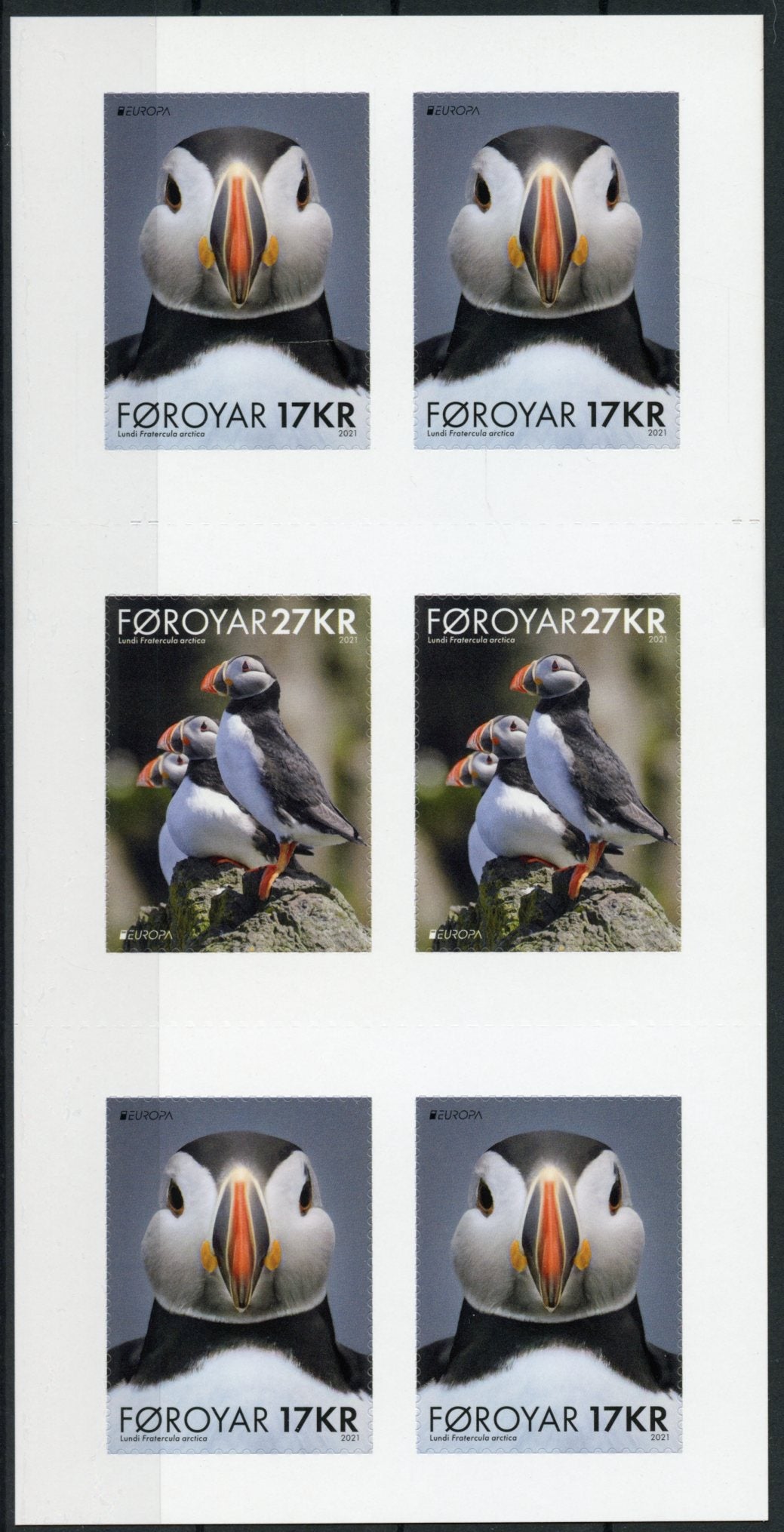 Faroes Faroe Islands Europa Stamps 2021 MNH Endangered Natl Wildlife Puffins Birds 6v S/A Booklet