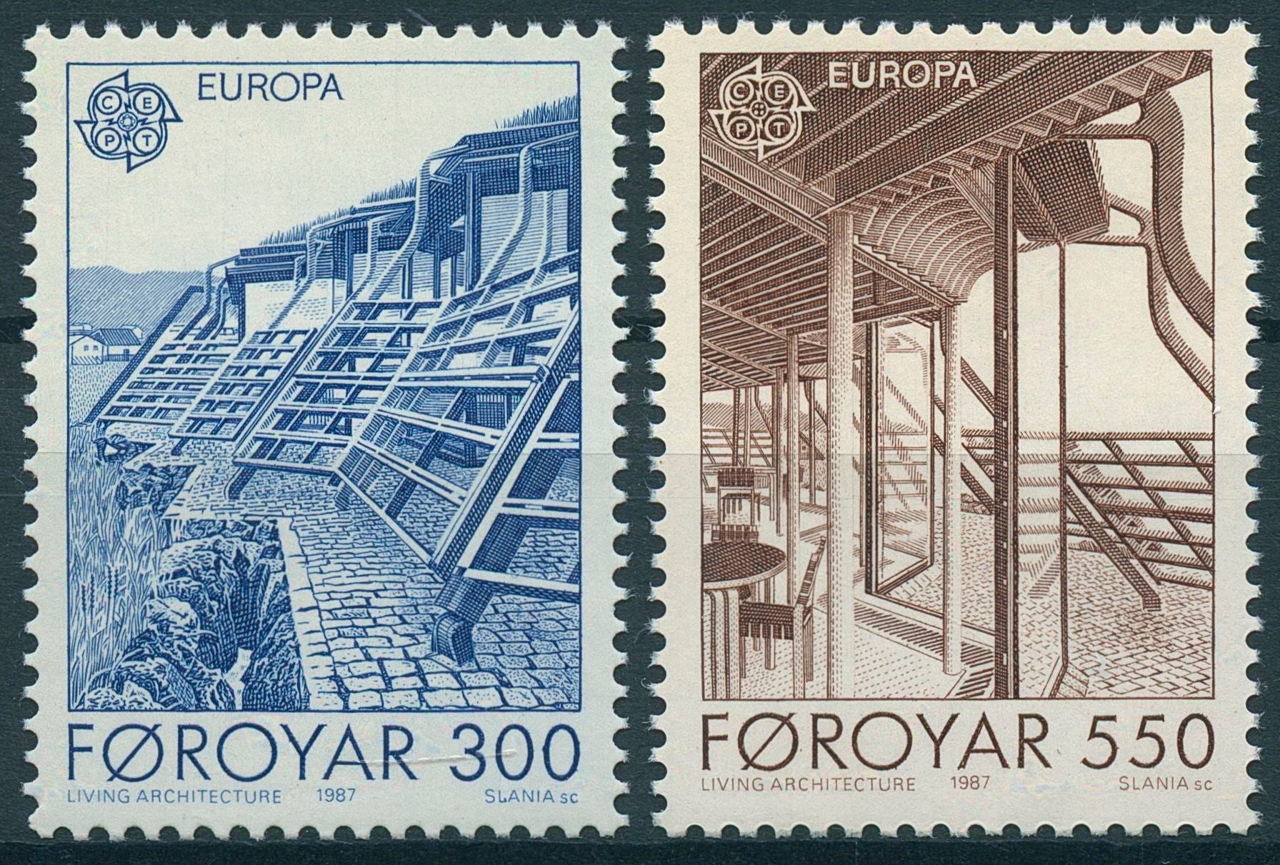 Faroe Islands Foroyar 1987 MNH Europa Architecture SG#144-5 Windows Entrance