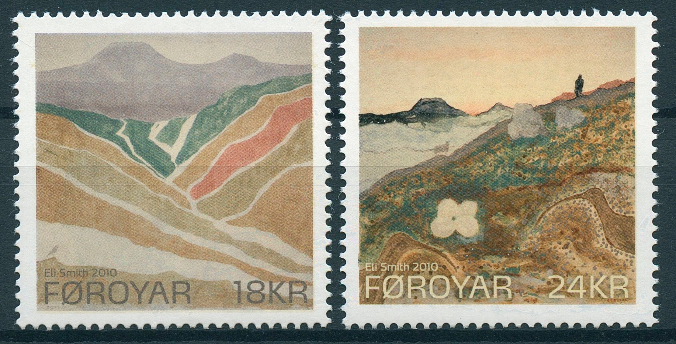 Faroes Faroe Islands 2010 MNH Landscape Paintings Eli Smith 2v Set Art Stamps