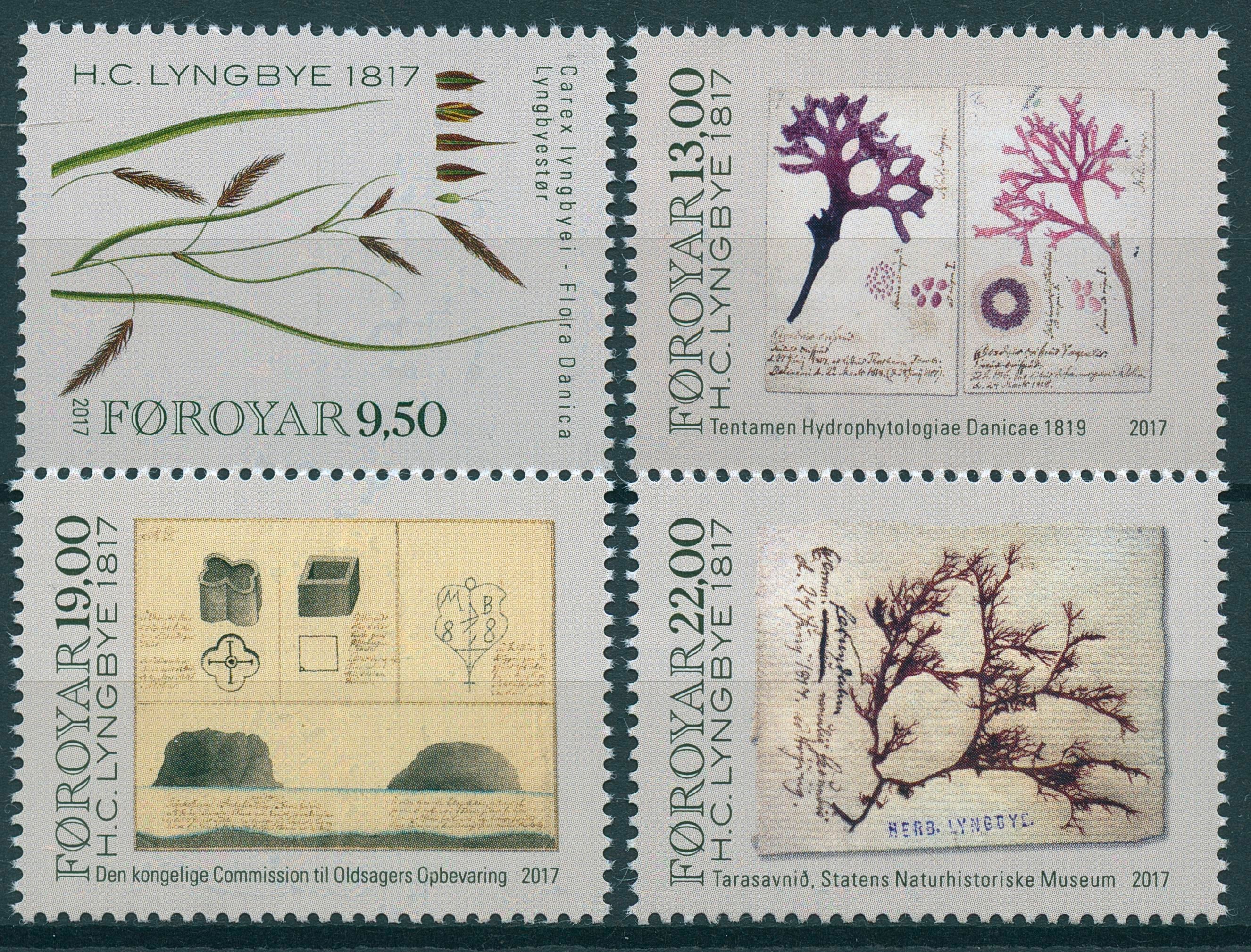 Faroes Faroe Islands 2017 MNH H.C. Lyngbye Botany 4v Set Plants Algae Stamps
