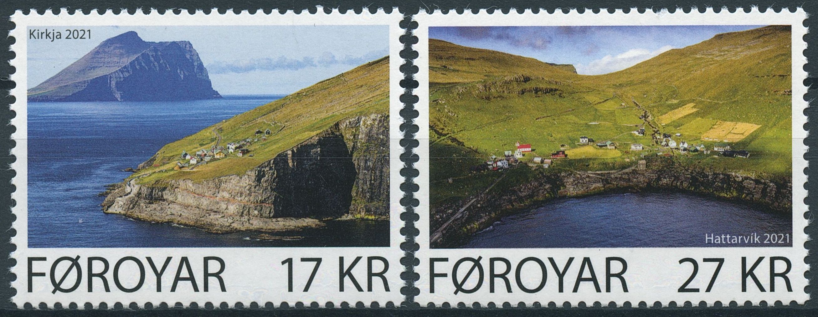 Faroes Faroe Islands Landscapes Stamps 2021 MNH Kirkja & Hattarvik 2v Set