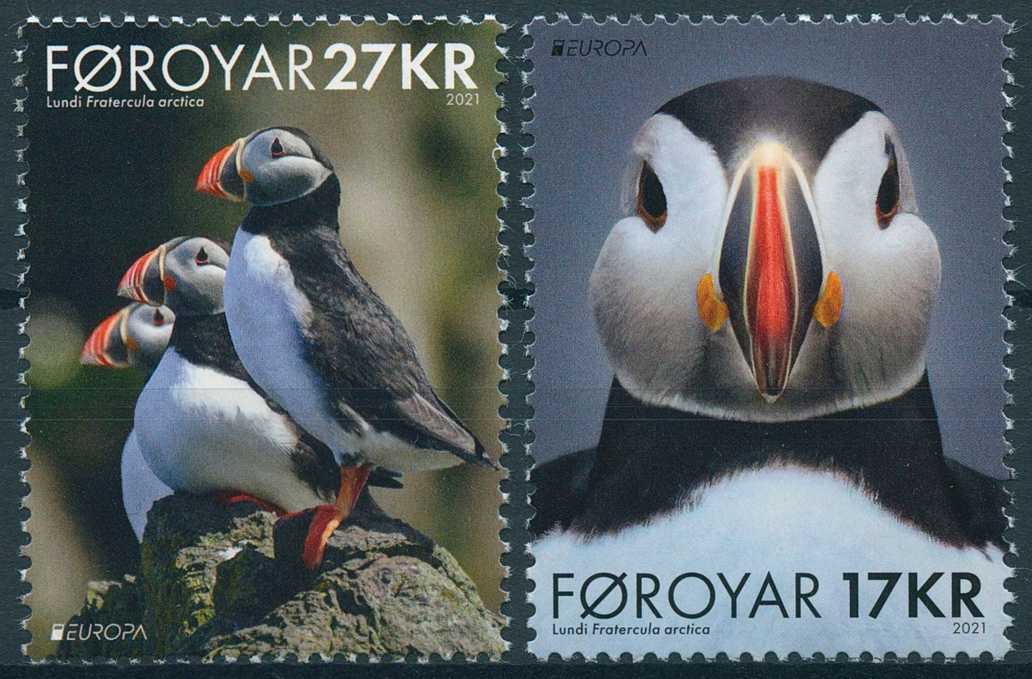 Faroes Faroe Islands Europa Stamps 2021 MNH Endangered Natl Wildlife Puffins Birds 2v Set