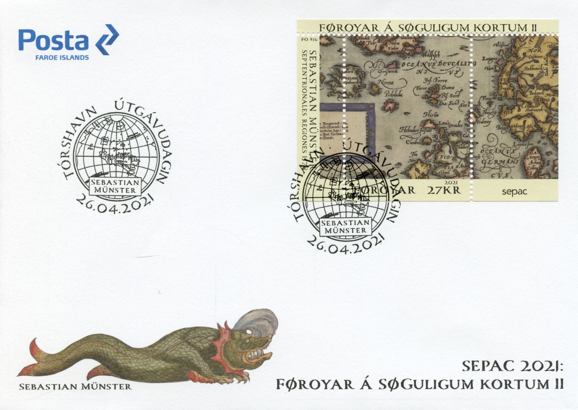 Faroes Faroe Islands SEPAC Stamps 2021 FDC Old Maps Cartography 1v M/S