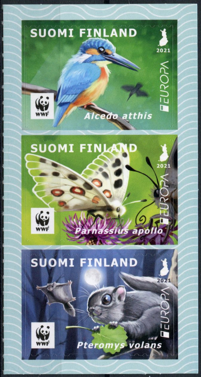 Finland Europa Stamps 2021 MNH Endangered Natl Wildlife Kingfishers Birds Butterflies 3v S/A Set