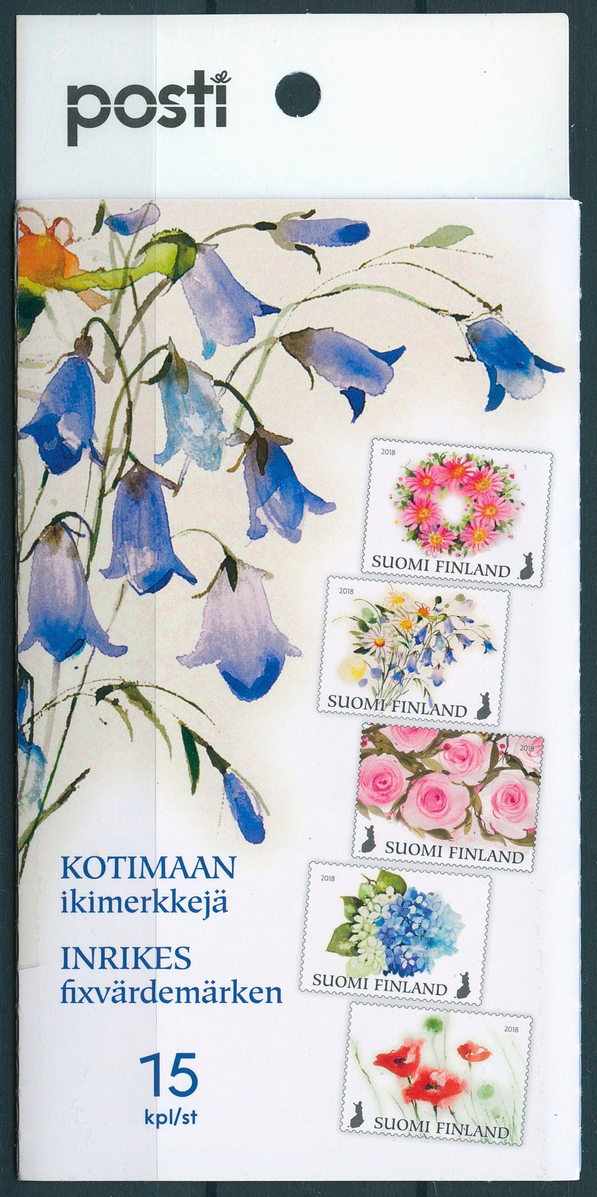 Finland 2018 MNH Flowers of Happiness Roses 15v S/A Booklet Nature Flora Stamps