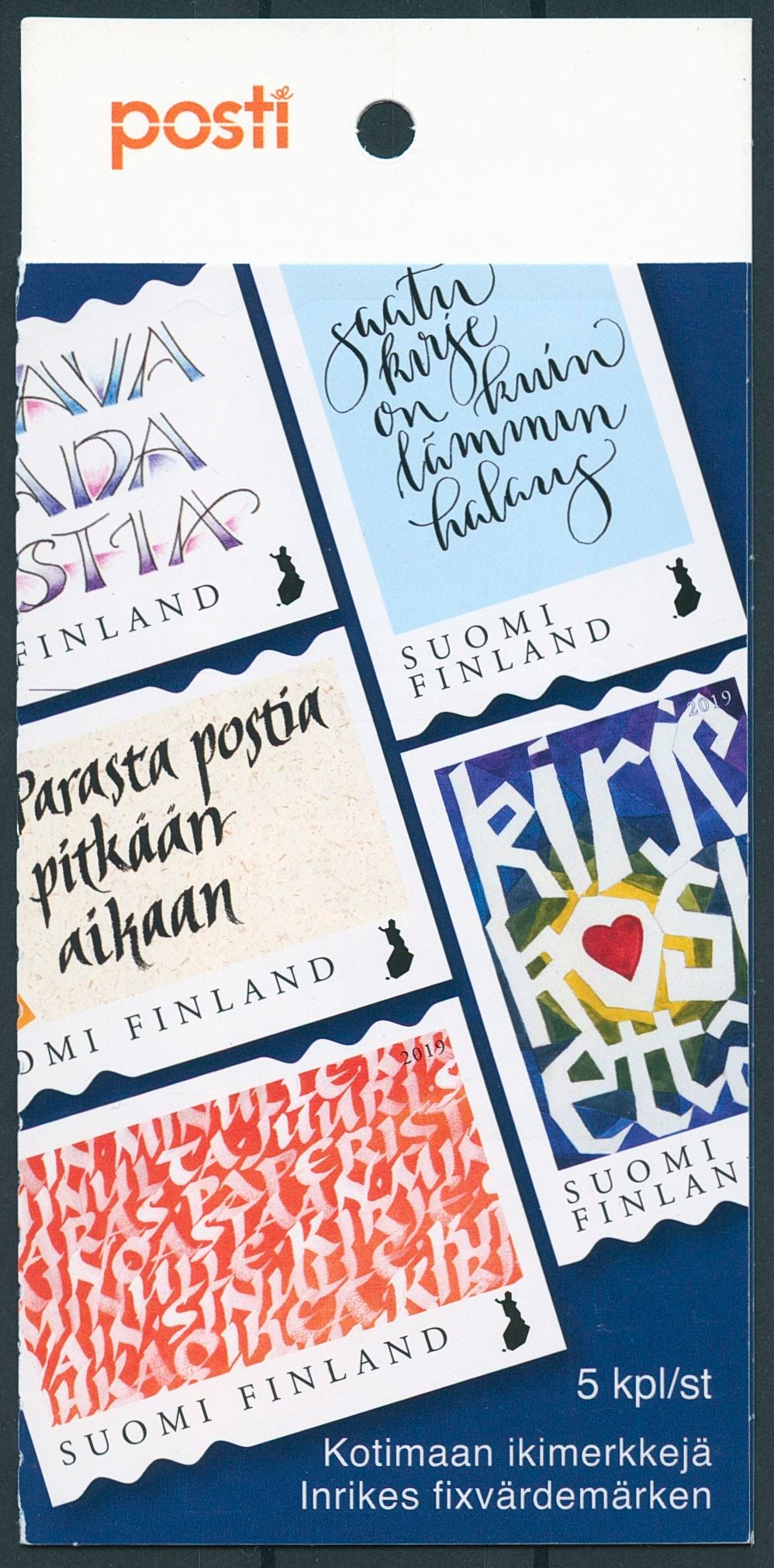 Finland 2019 MNH Touching Letter Calligraphy 5v S/A Booklet Art Stamps