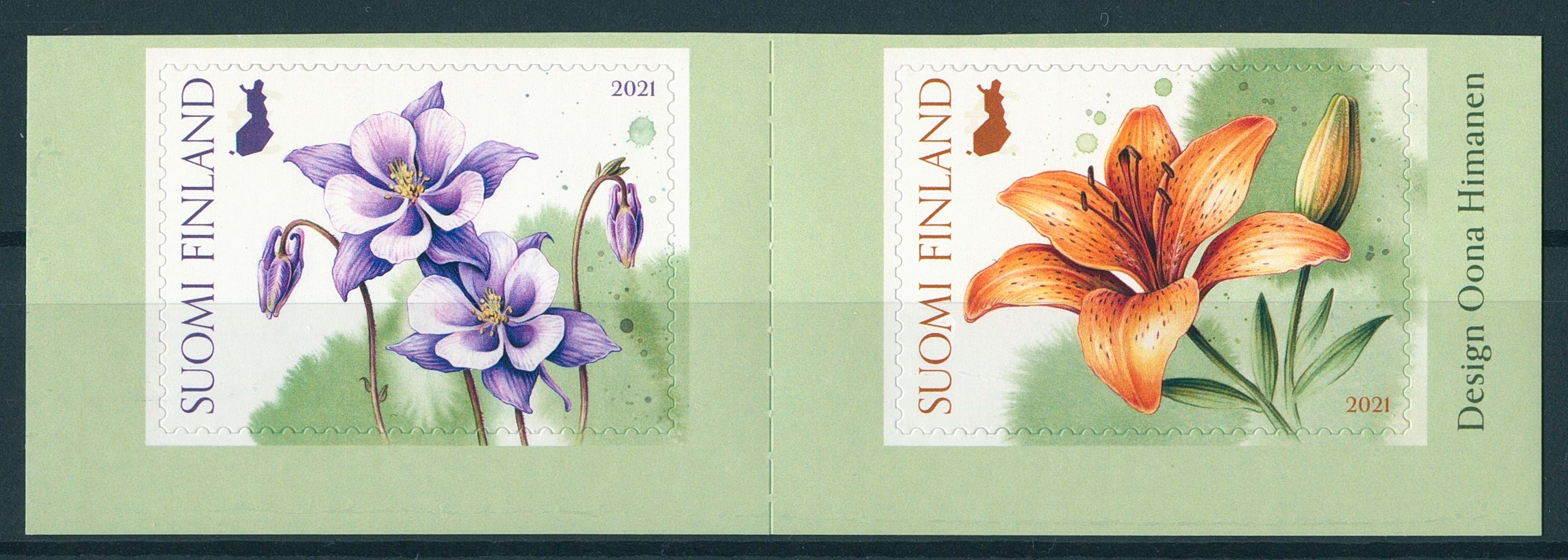 Finland Stamps 2021 MNH Congratulate with Flowers Nature Flora 2v S/A Set