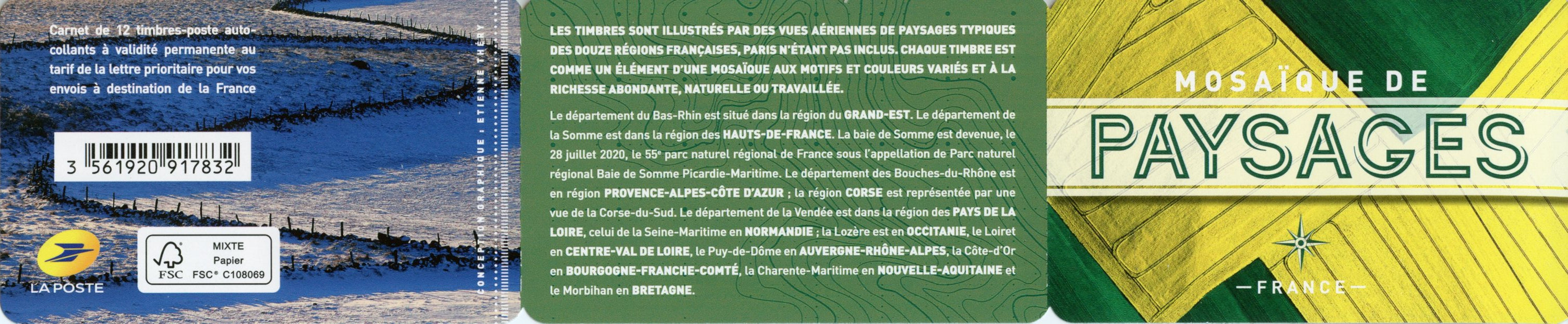 France 2021 MNH Landscapes Stamps Landscape Mosaics From the Air 12v S/A Booklet