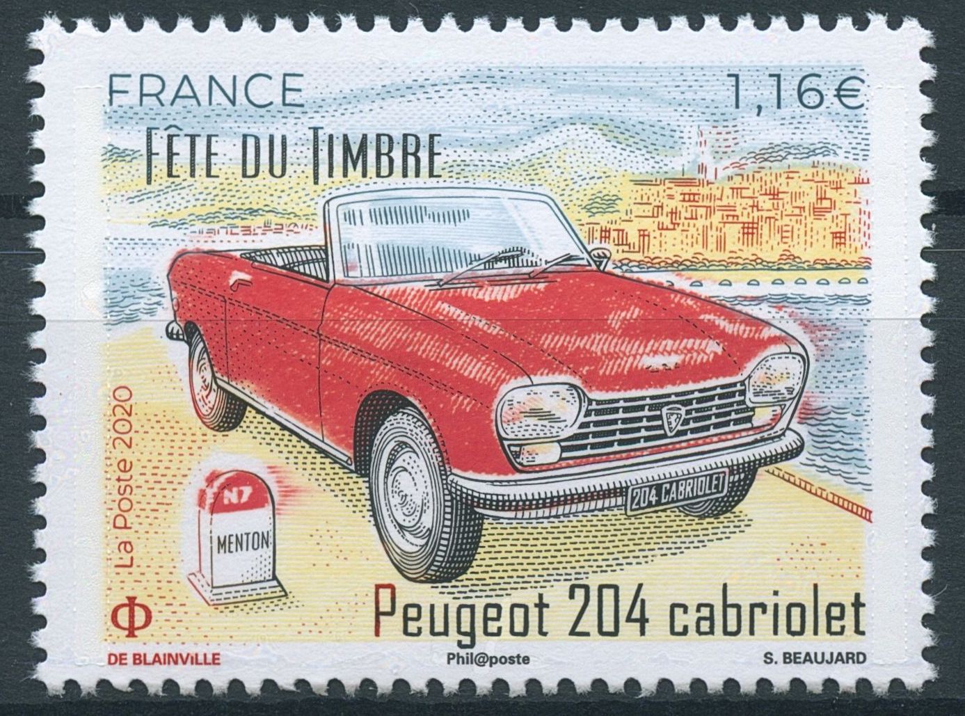 France 2020 MNH Cars Stamps Stamp Day Peugeot 204 Cabriolet 1v Set