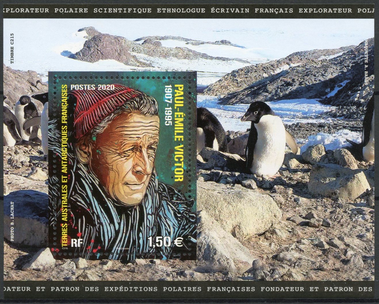FSAT TAAF 2020 MNH People Stamps Paul-Emile Victor Exploration Antarctica Penguins 1v M/S