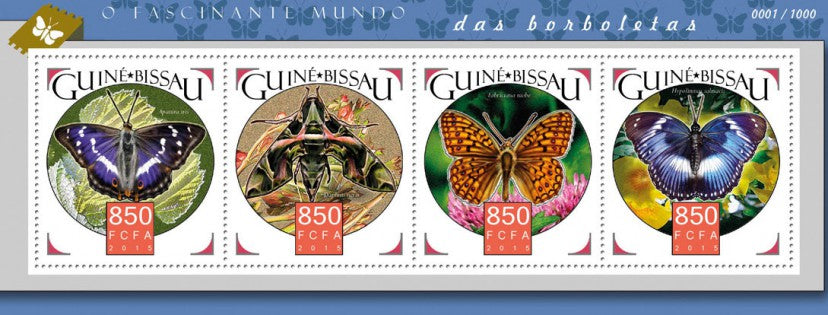 Guinea-Bissau 2015 MNH Butterflies Stamps Butterfly Moths Oleander Hawkmoth 4v M/S
