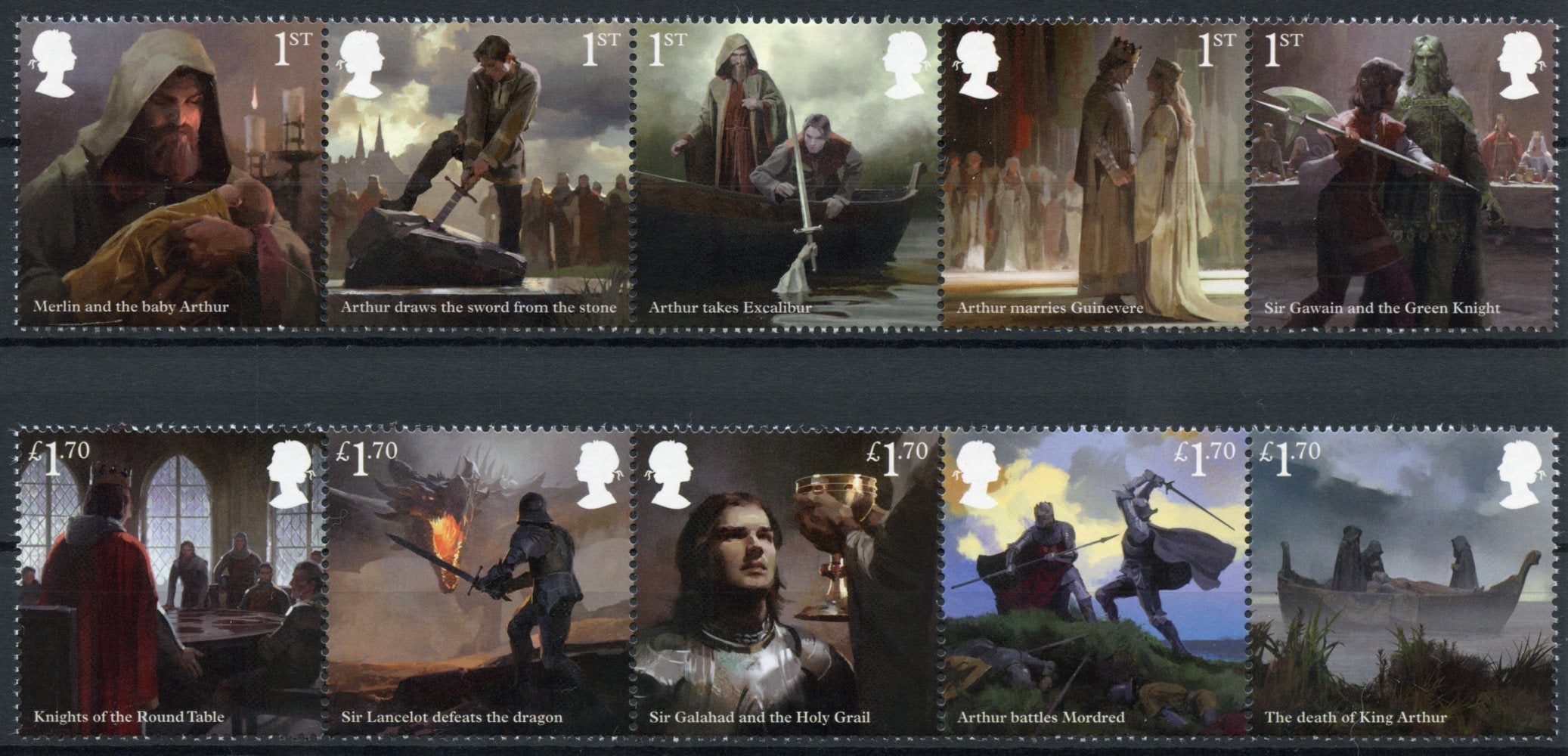 GB 2021 MNH Mythology Stamps Legend of King Arthur Lancelot Merlin Holy Grail 10v Set