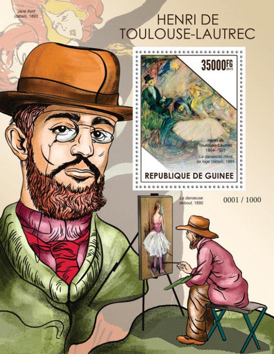 Guinea 2015 MNH Art Stamps Henri de Toulouse-Lautrec Paintings 1v S/S