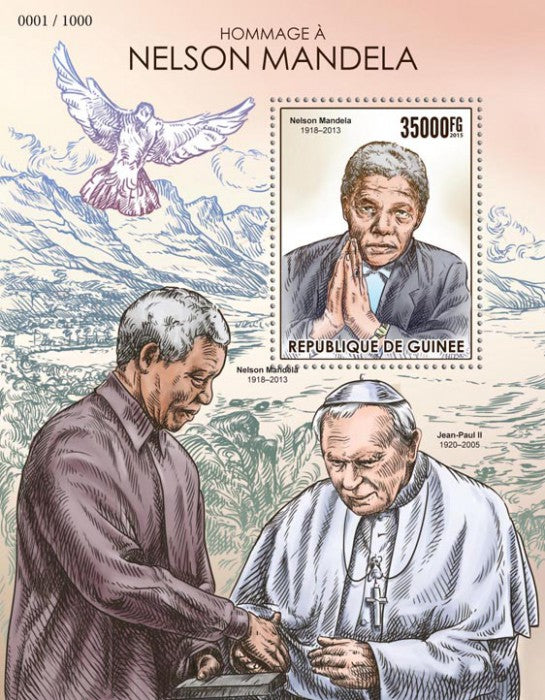Guinea 2015 MNH Nelson Mandela Stamps Famous People Pope John Paul II 1v S/S