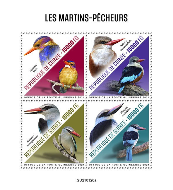 Guinea 2021 MNH Birds on Stamps Kingfishers Kingfisher 4v M/S