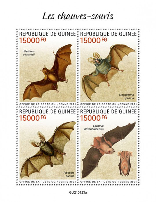 Guinea 2021 MNH Bats Stamps Bat Flying Mammals Wild Animals 4v M/S