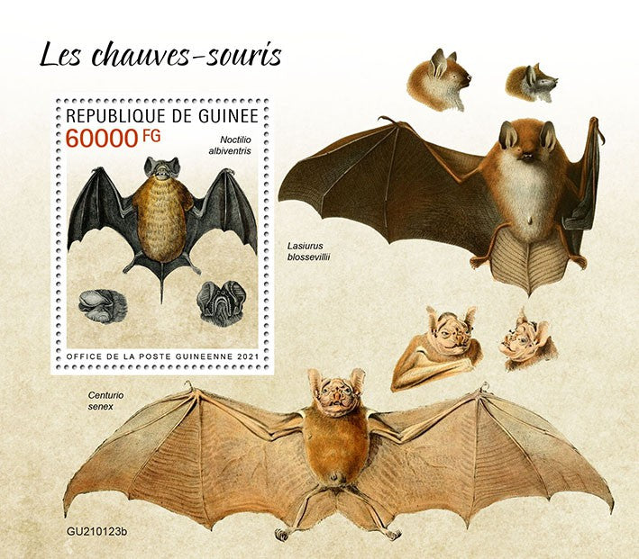 Guinea 2021 MNH Bats Stamps Bat Flying Mammals Wild Animals 1v S/S