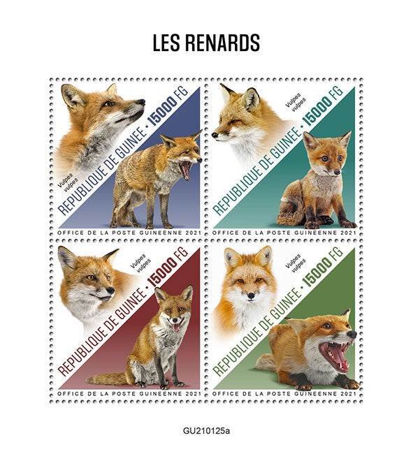 Guinea 2021 MNH Wild Animals Stamps Foxes Red Fox 4v M/S