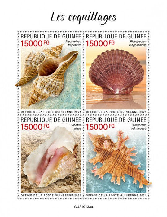 Guinea 2021 MNH Seashells Stamps Chicoreus Lobatus Sea Shells Marine 4v M/S