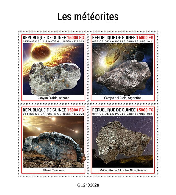 Guinea 2021 MNH Space Stamps Meteorites Mbozi Sikhote-Alin Meteorite 4v M/S