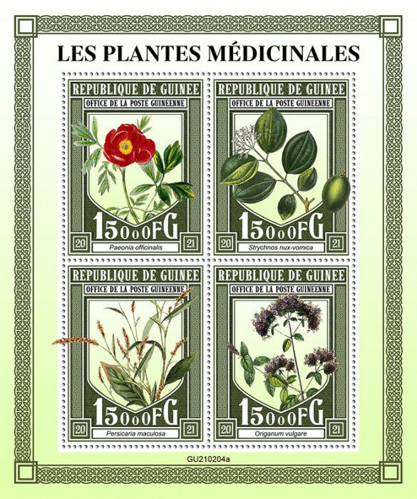 Guinea 2021 MNH Medicinal Plants Stamps Peonies Flowers Nature 4v M/S