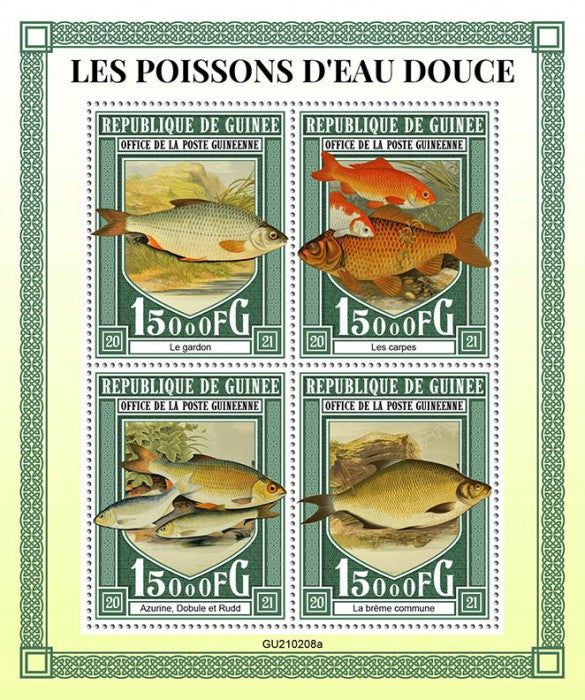 Guinea 2021 MNH Fish Stamps Freshwater Fishes Roach Rudd Carp Bream 4v M/S