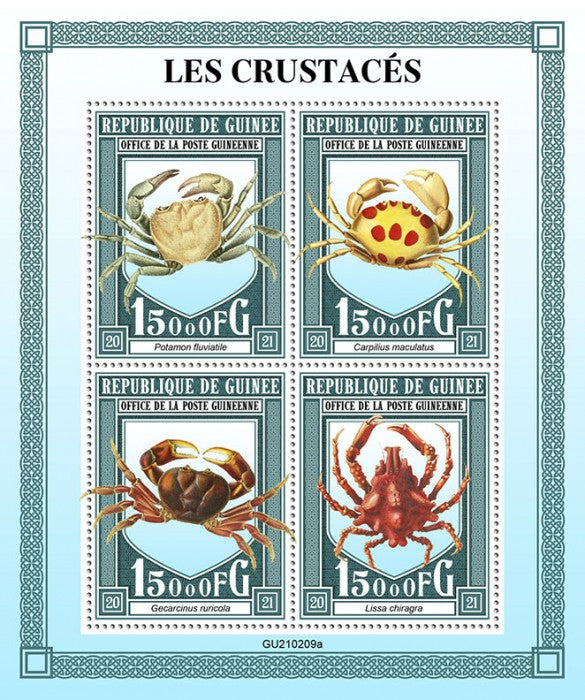 Guinea 2021 MNH Marine Animals Stamps Crabs Crab Crustaceans 4v M/S