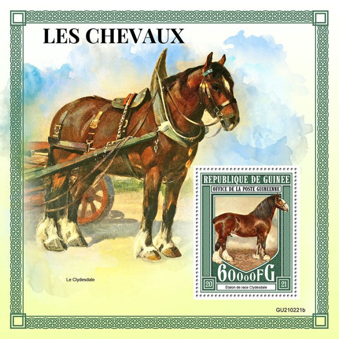 Guinea 2021 MNH Horses Stamps Clydesdale Horse Farm Animals 1v S/S