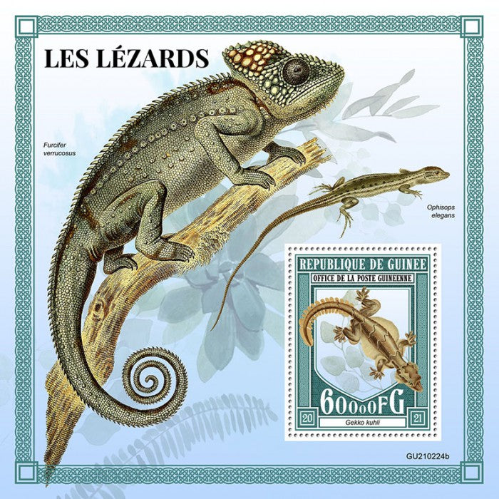 Guinea 2021 MNH Lizards Stamps Geckos Flying Gecko Chameleons Reptiles 1v S/S