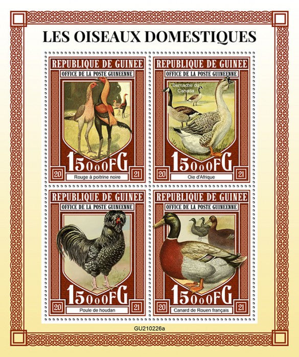Guinea 2021 MNH Domestic Birds on Stamps Ducks Geese Chickens Farm Animals 4v M/S