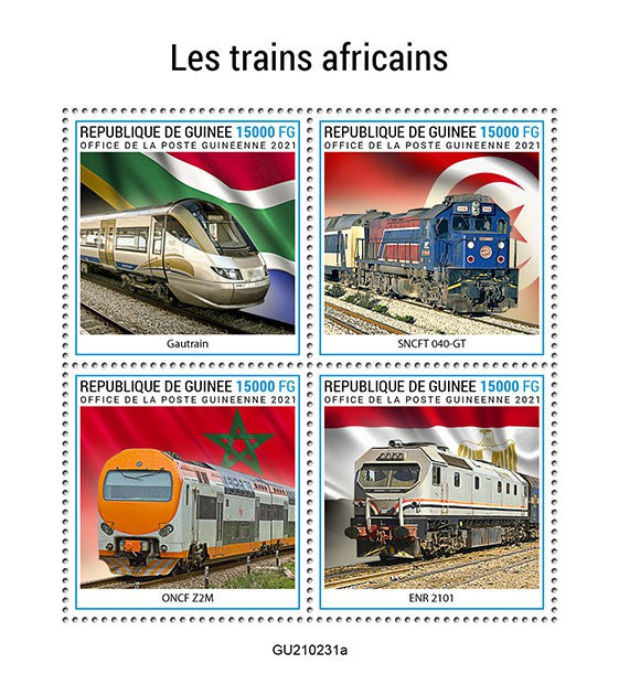 Guinea African Trains Stamps 2021 MNH Gautrain Rail Railways 4v M/S
