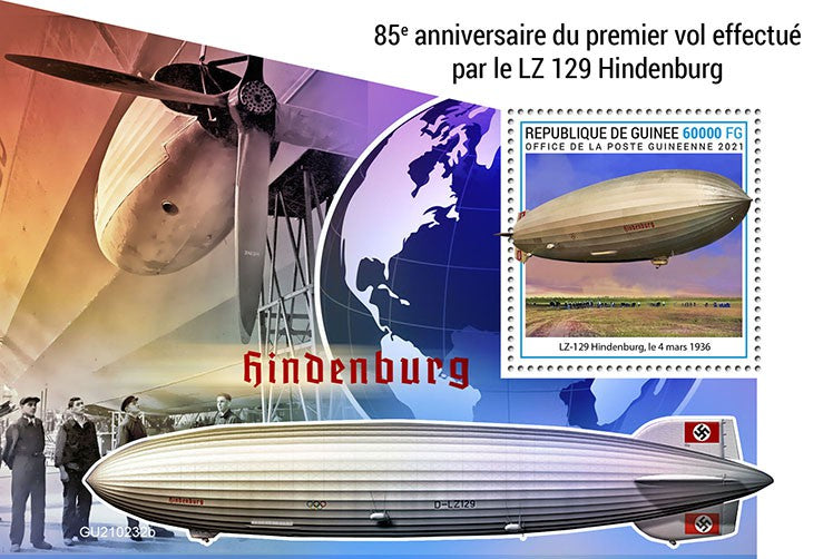 Guinea 2021 MNH Aviation Stamps First Flight LZ 129 Hindenburg Zeppelins Airships 1v S/S