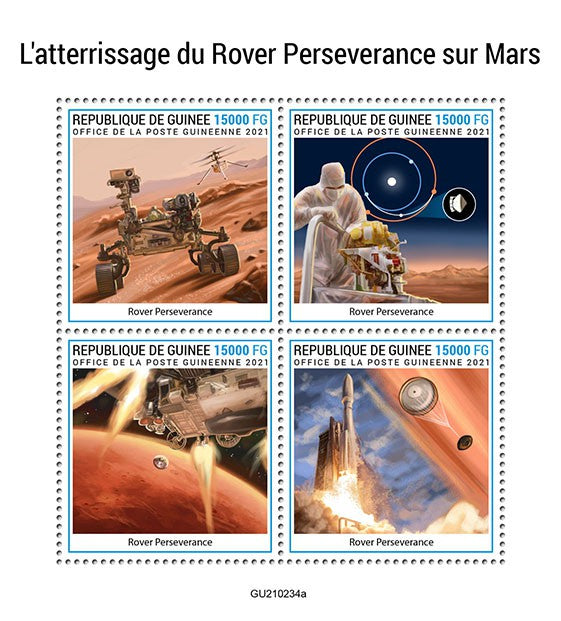 Guinea Space Stamps 2021 MNH Rover Perseverance Mars Landing 4v M/S