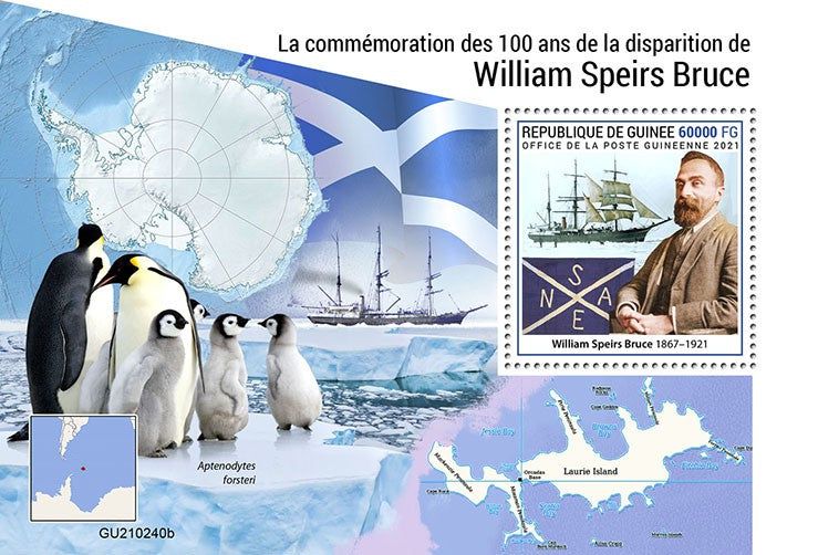 Guinea 2021 MNH Ships Stamps William Speirs Bruce Exploration Antarctica Penguins 1v S/S