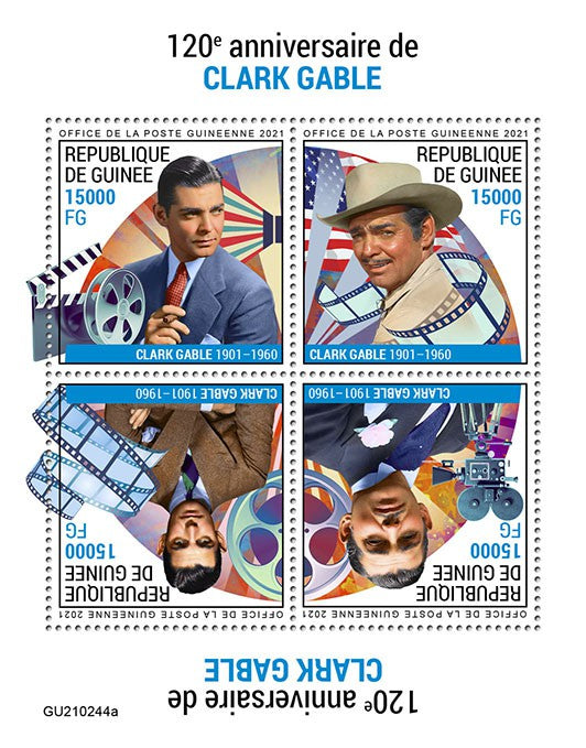 Guinea 2021 MNH People Stamps Clark Gable Celebrities Movies Film 4v M/S A