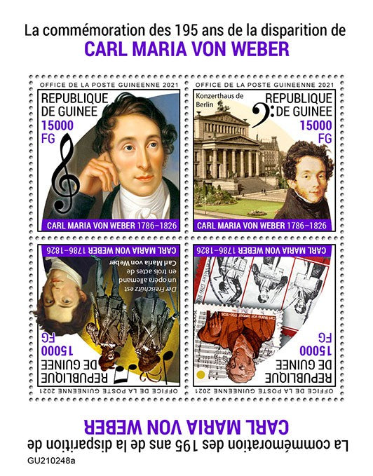 Guinea 2021 MNH Music Stamps Carl Maria Von Weber Composers 4v M/S