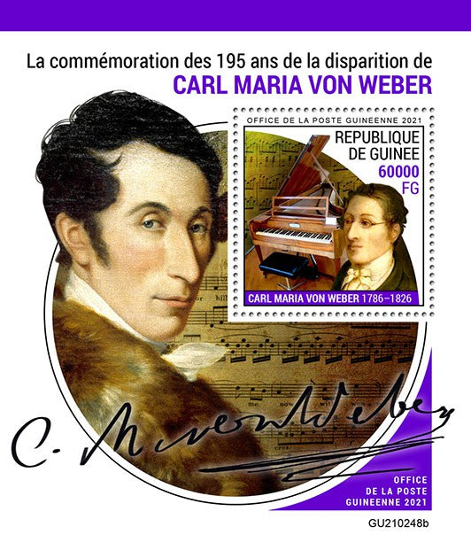 Guinea 2021 MNH Music Stamps Carl Maria Von Weber Composers 1v S/S