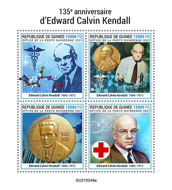 Guinea 2021 MNH Science Stamps Edward Calvin Kendall Chemistry Nobel Prize 4v M/S