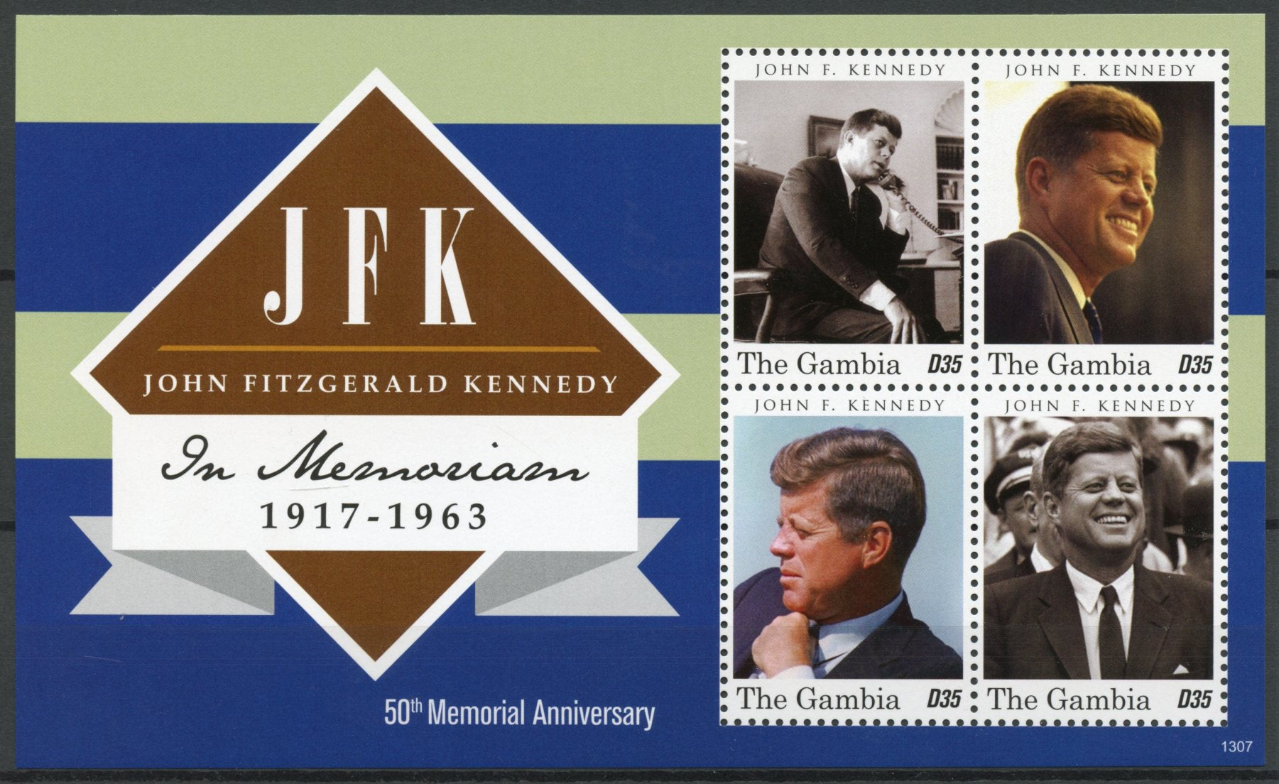 Gambia 2013 MNH John F Kennedy 50th Memorial Anniv 4v Sheet JFK US Presidents