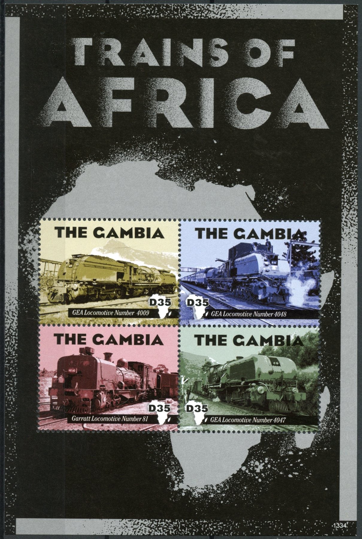 Gambia 2013 MNH Railways Stamps Trains of Africa GEA Locomotive Garratt 4v M/S