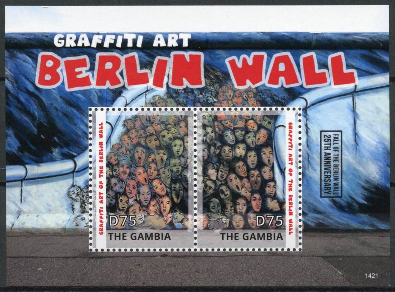 Gambia 2014 MNH Fall Berlin Wall 25th Anniversary Graffiti Art 2v S/S
