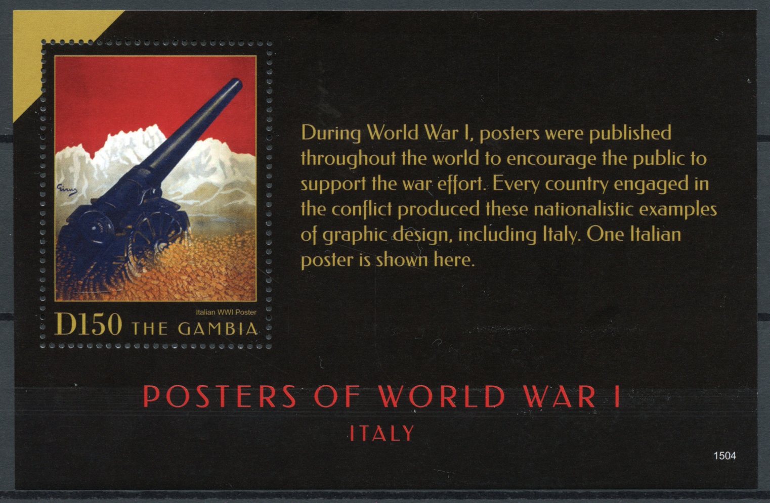 Gambia 2015 MNH Military Stamps WWI WW1 Posters of World War I Italy 1v S/S